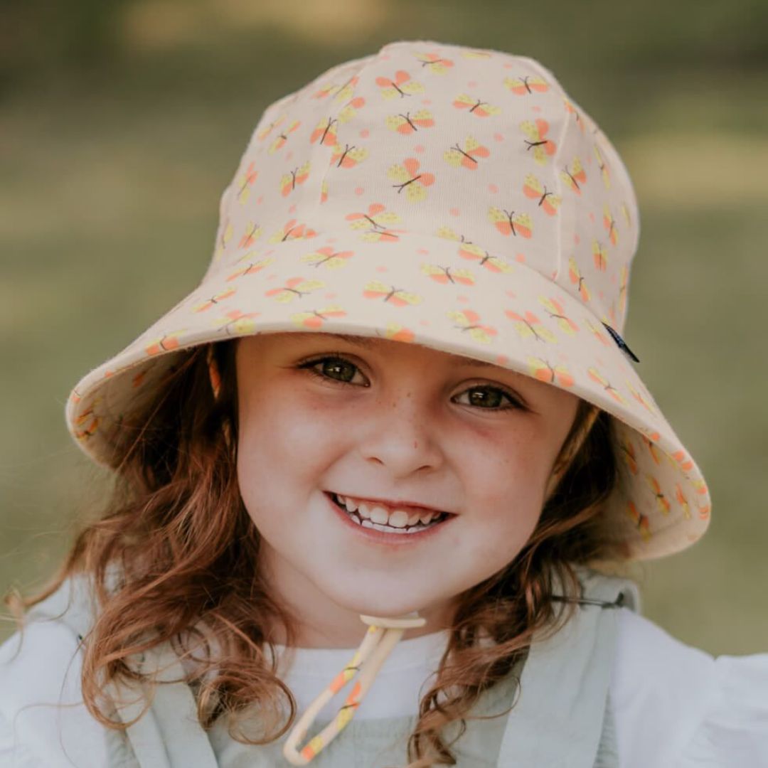 BEDHEAD HATS BUTTERFLY Pale Pink Ponytail Bucket Sun Hat Tiddlers Kids