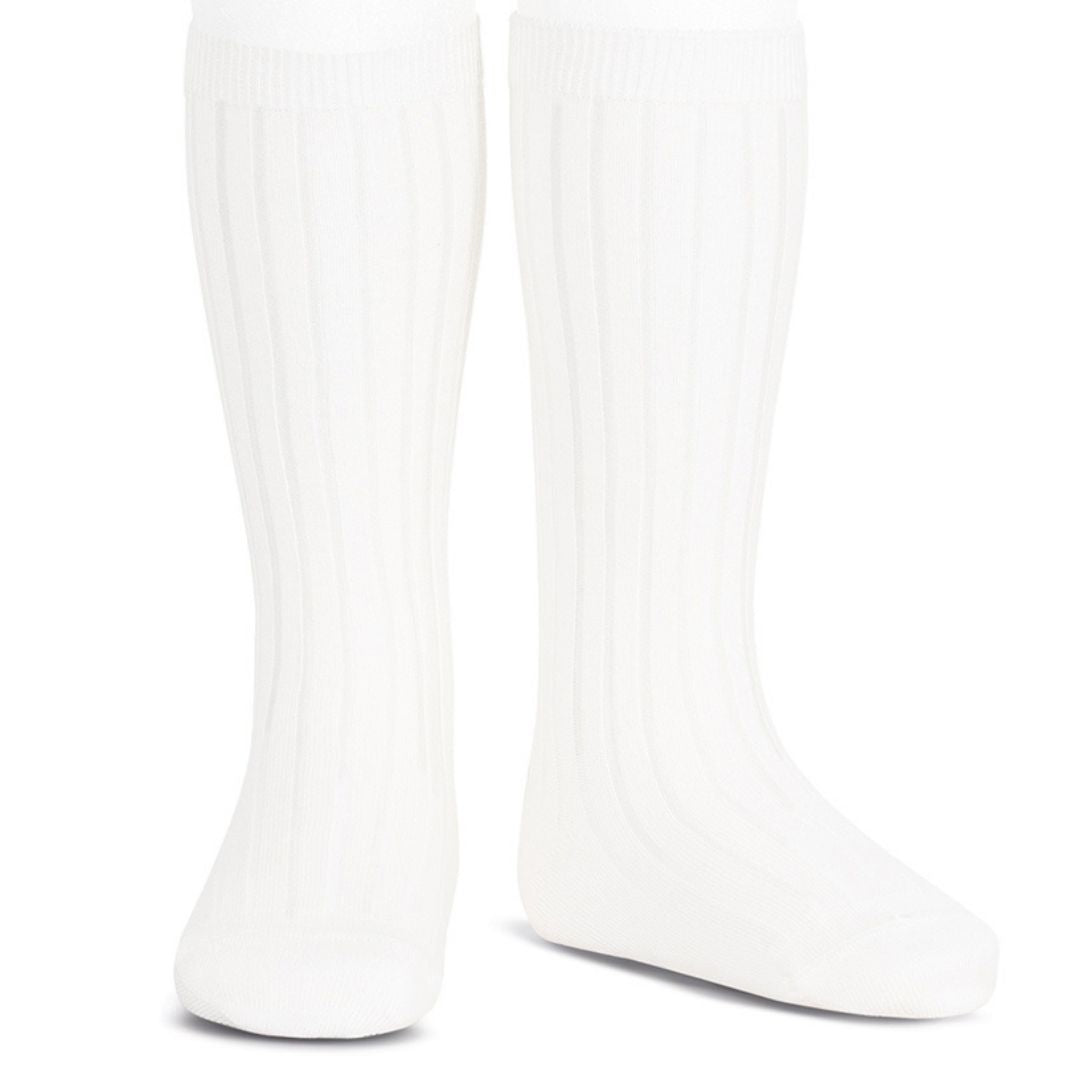 CONDOR SOCKS Ribbed Knee High Socks White