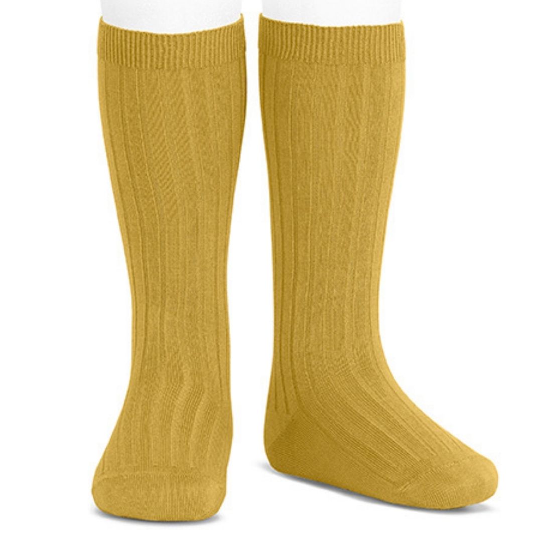 CONDOR SOCKS Ribbed Knee High Socks Mustard