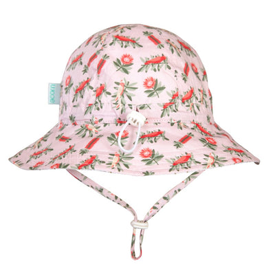 Acorn Kids floppy sun hat for girls with galahs