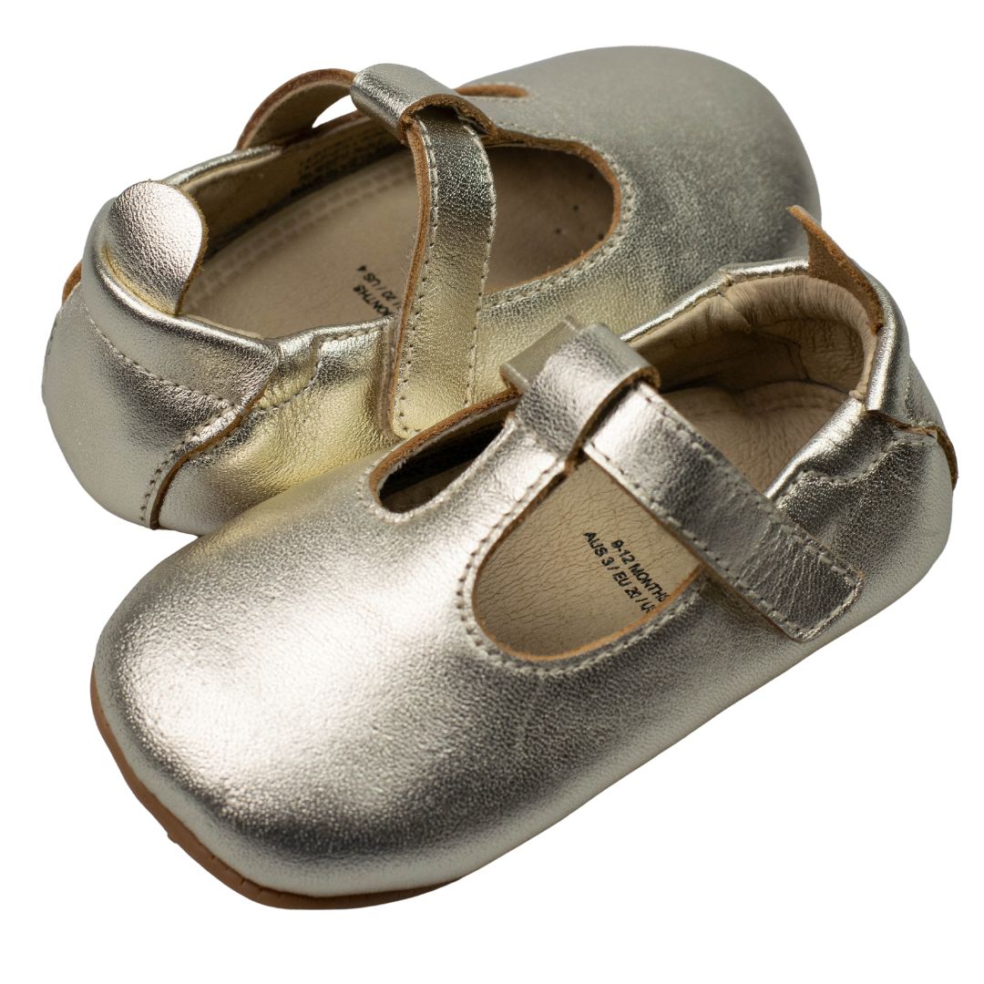 Old Soles OhMe-Bub Gold T-Bar shoes for toddlers