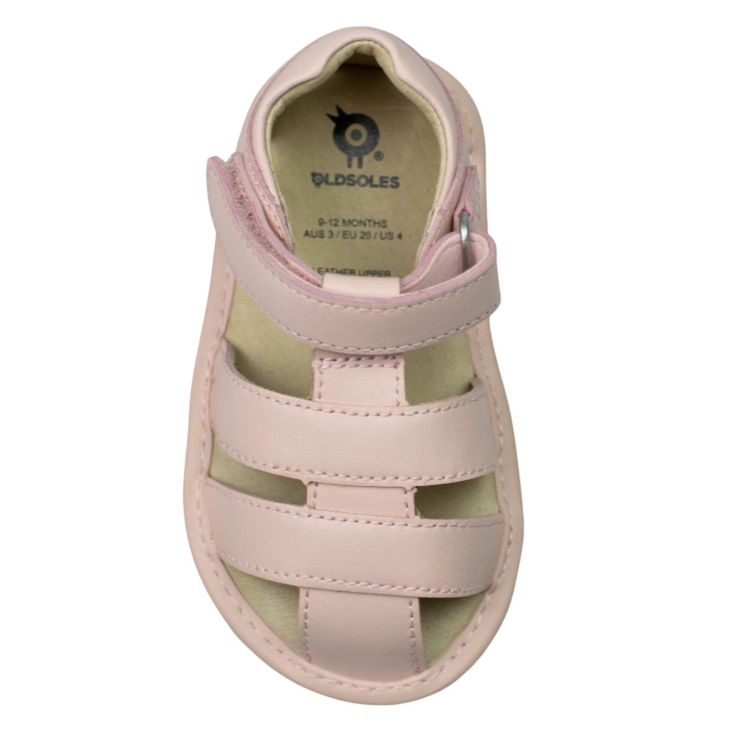 Old Soles Waves leather sandal in powder pink for toddlers in classic cage style