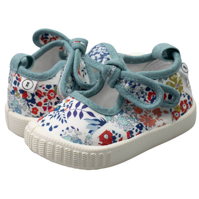 Walnut Melbourne Millie Liberty Patchwork Blue canvas shoes for toddlers and kids