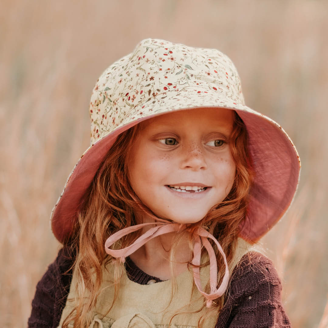 Bedhead Hats Heritage Lucy reversible sun hat on girl