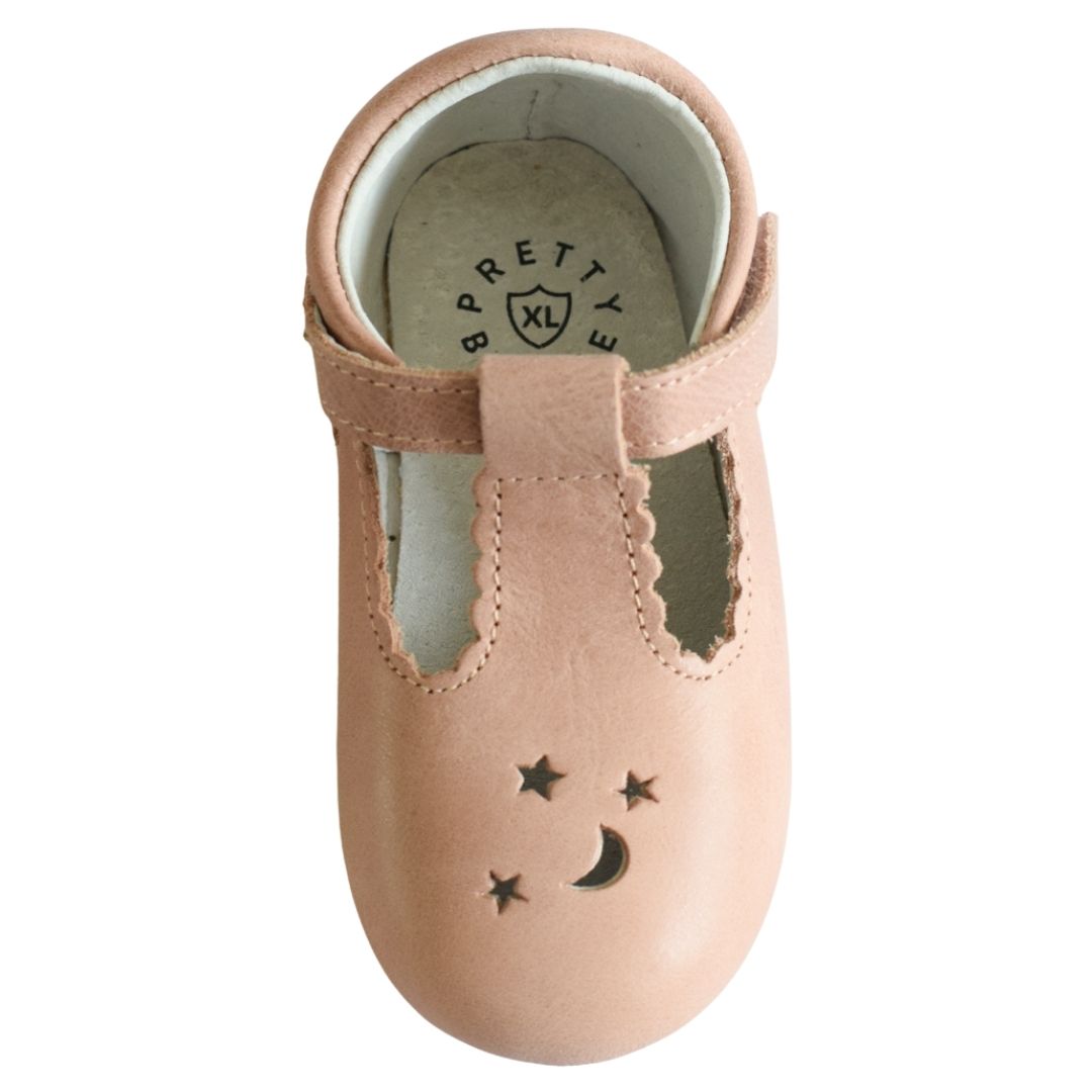 Pretty Brave Stardust baby shoe with moon and stars
