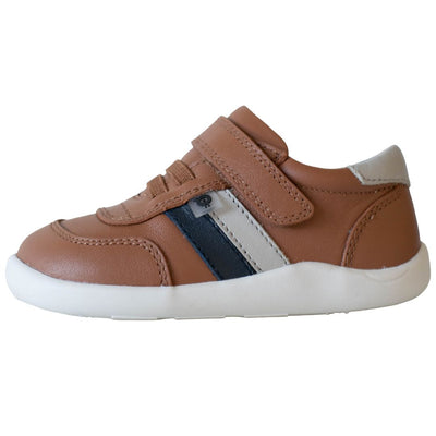 Old Soles Playground toddler sneakers tan with retro stripes side view