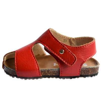 ScruffyDog Buddy Sandals Red side view with velcro strap