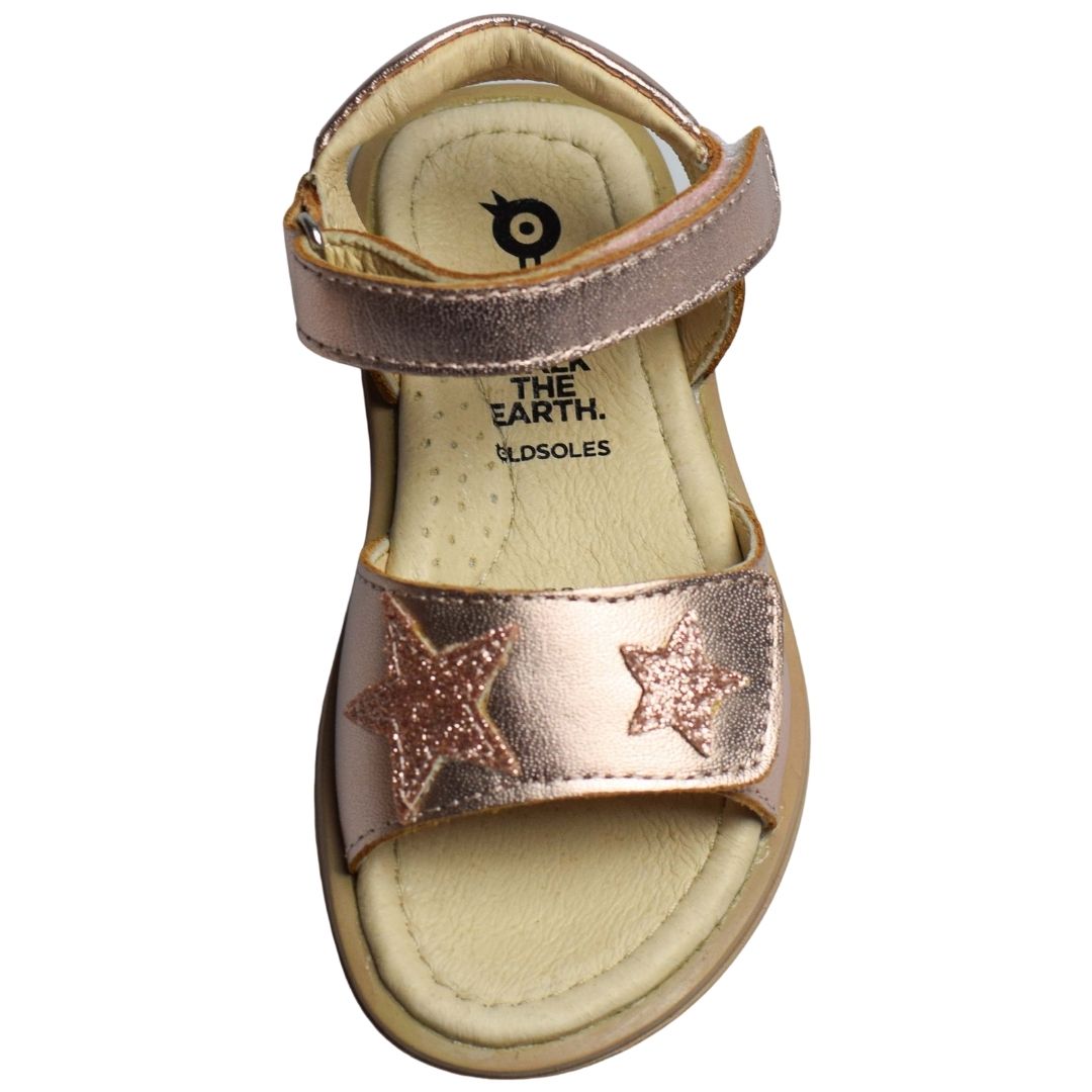 Old Soles Star Born Glam Copper Girl Sandals with velcro straps
