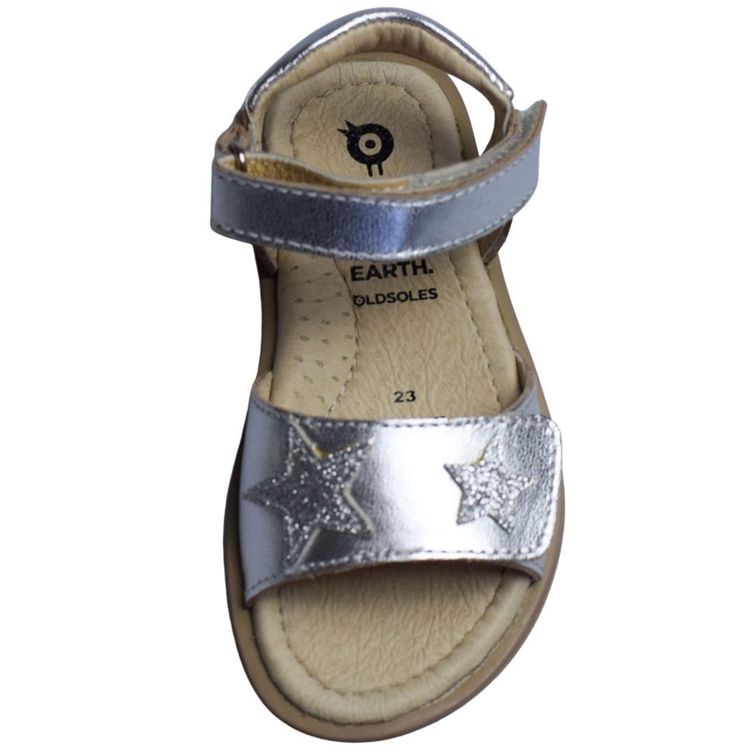 Old Soles Star Born Silver Sandals for girls overhead view