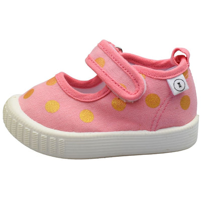 Walnut Melbourne cotton canvas pink shoes with polka dots