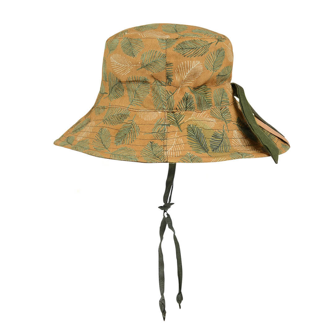 Bedhead Hats Oakley sun hat with olive green ties side view